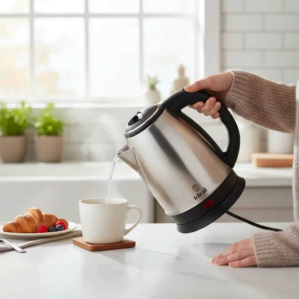 Chaleira Elétrica Inox 1,8L 127V 1000W Aquecimento Rápido Desligamento Automático