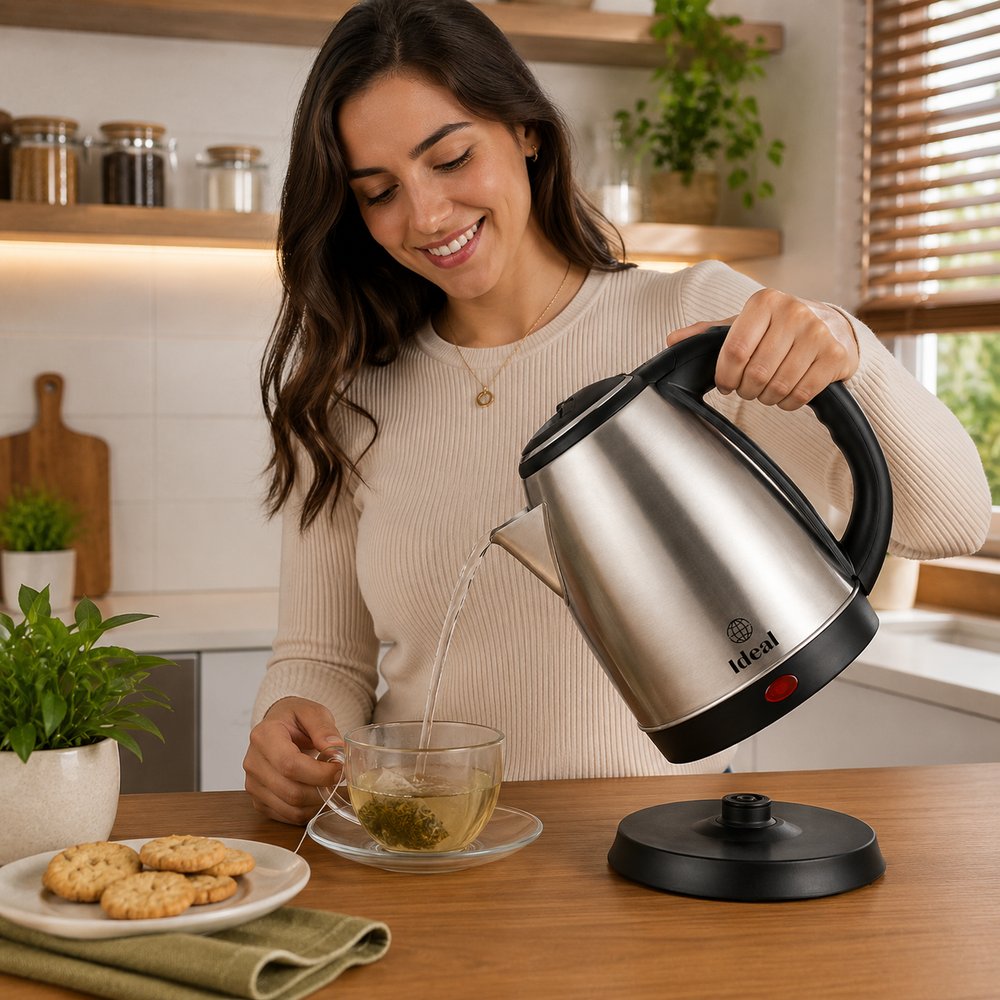 Chaleira Elétrica Inox 1,8L 127V 1000W Aquecimento Rápido Desligamento Automático